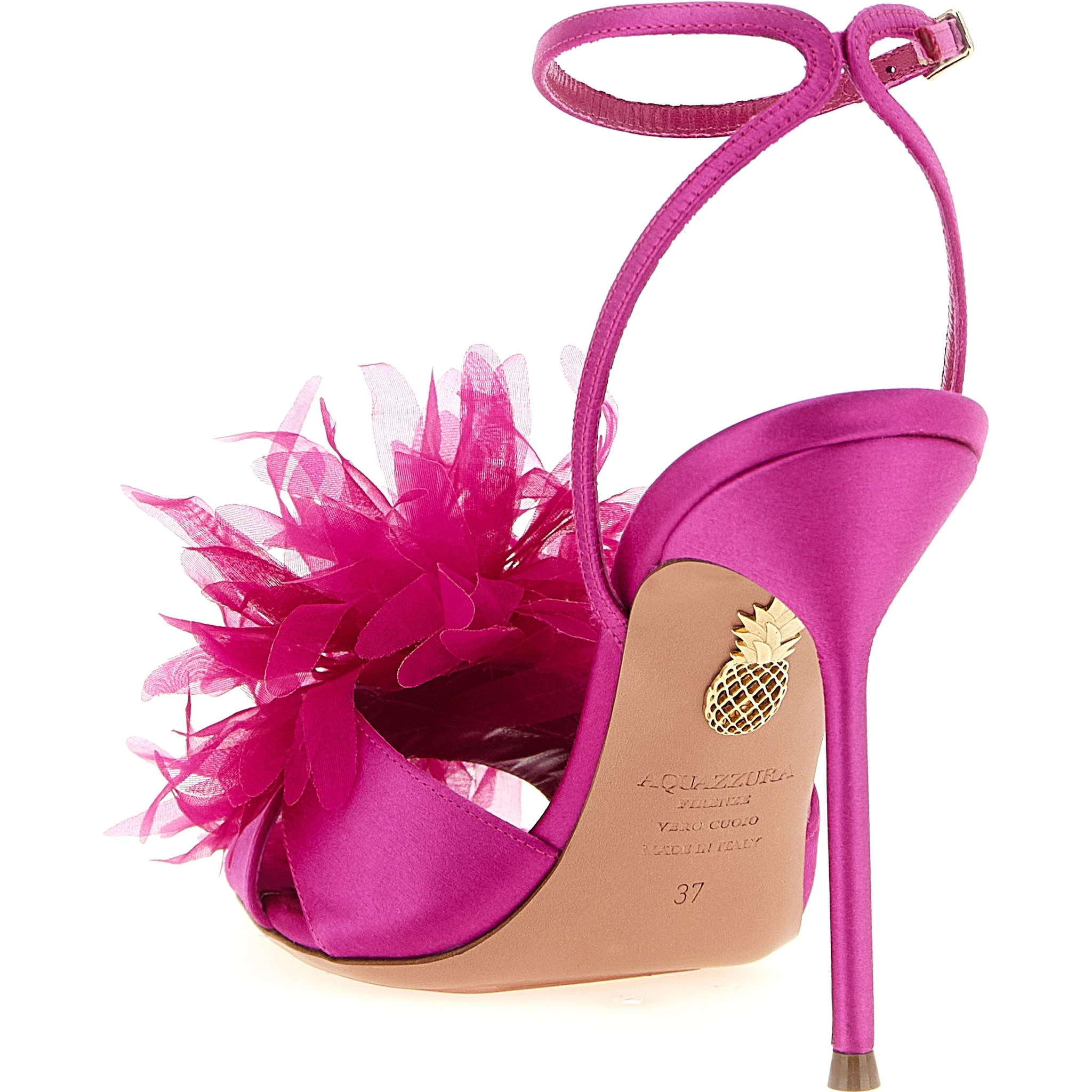 Fuchsia Textile Stiletto Heel Sandals