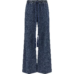 Blue Cotton Flared Jeans