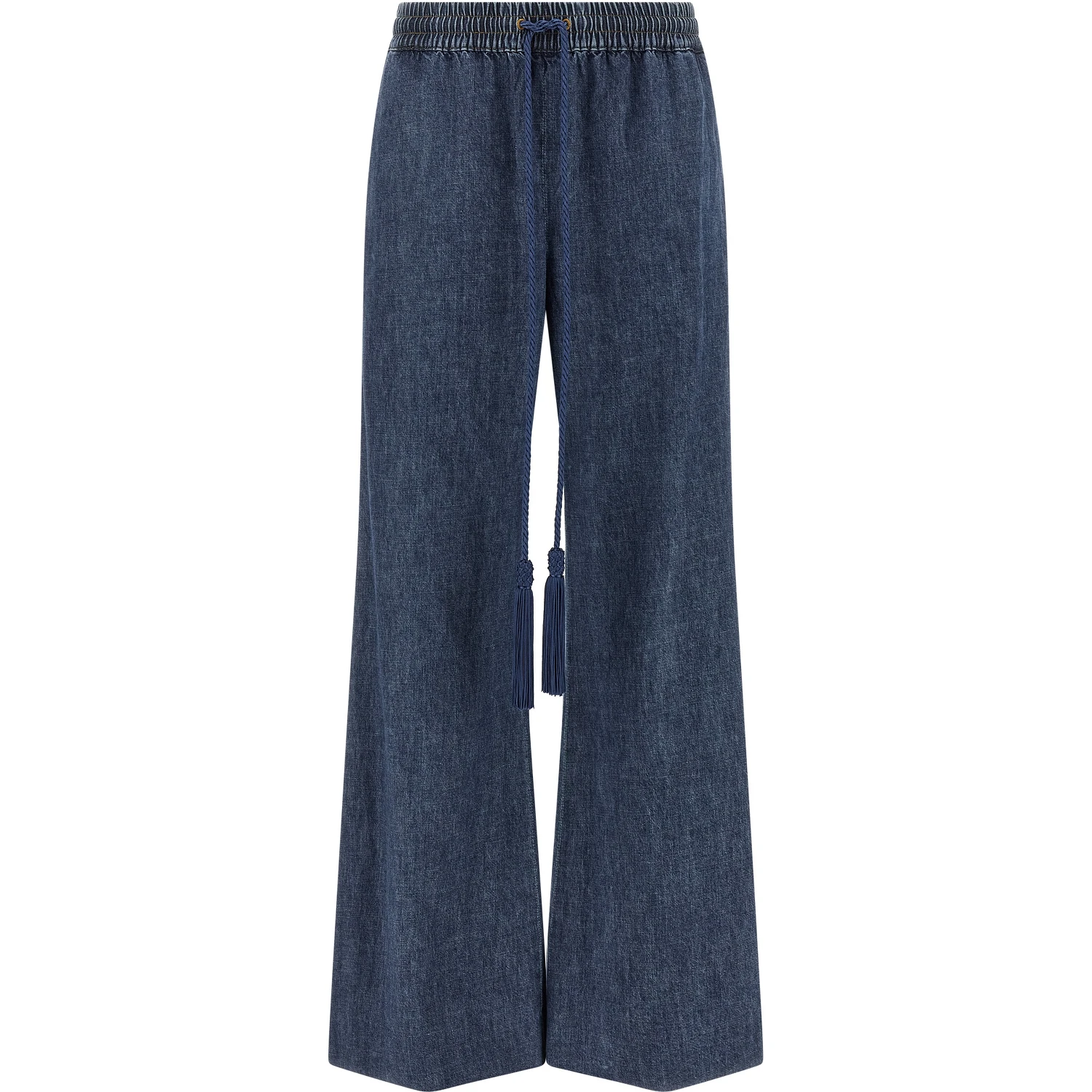 Blue Cotton Flared Jeans