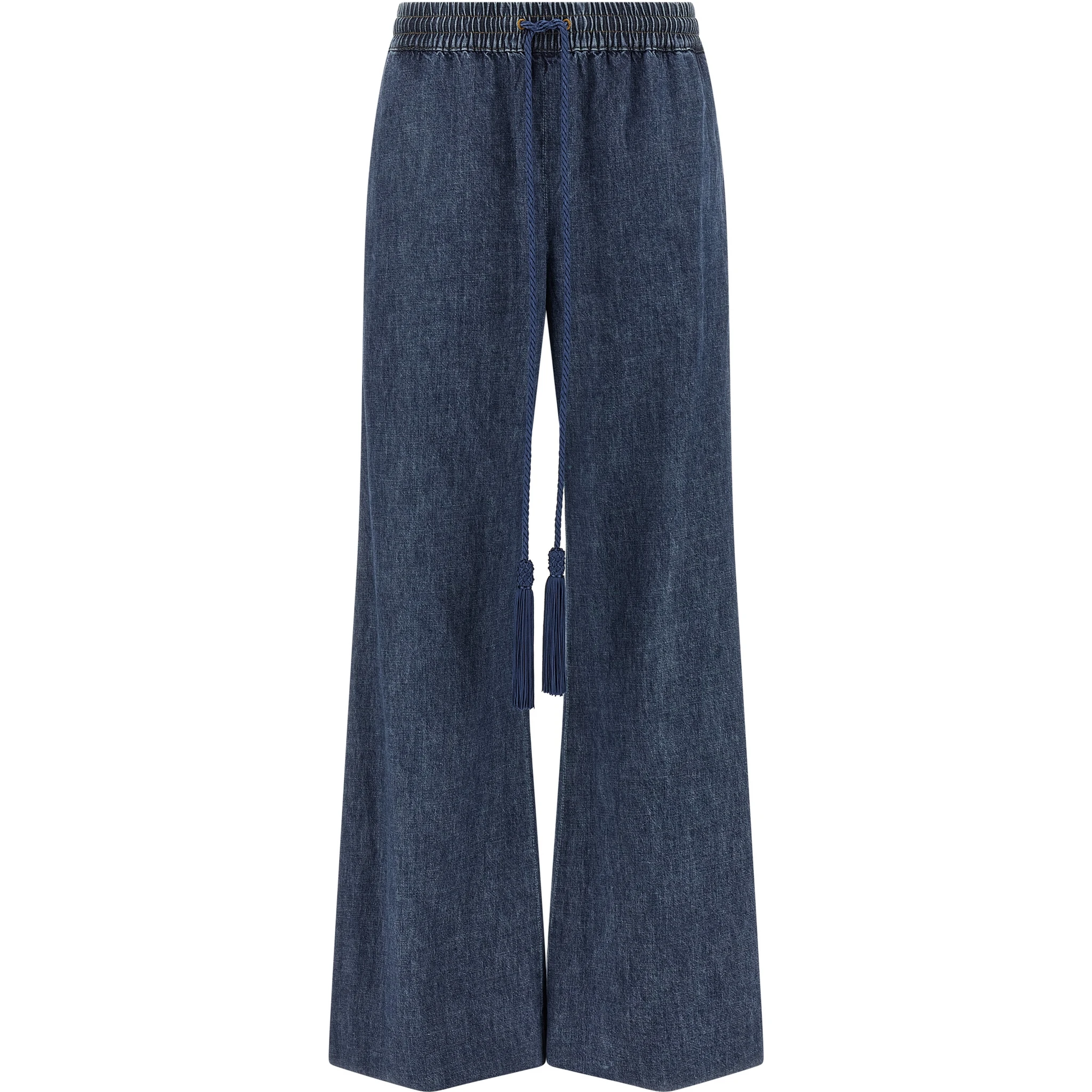 Blue Cotton Flared Jeans