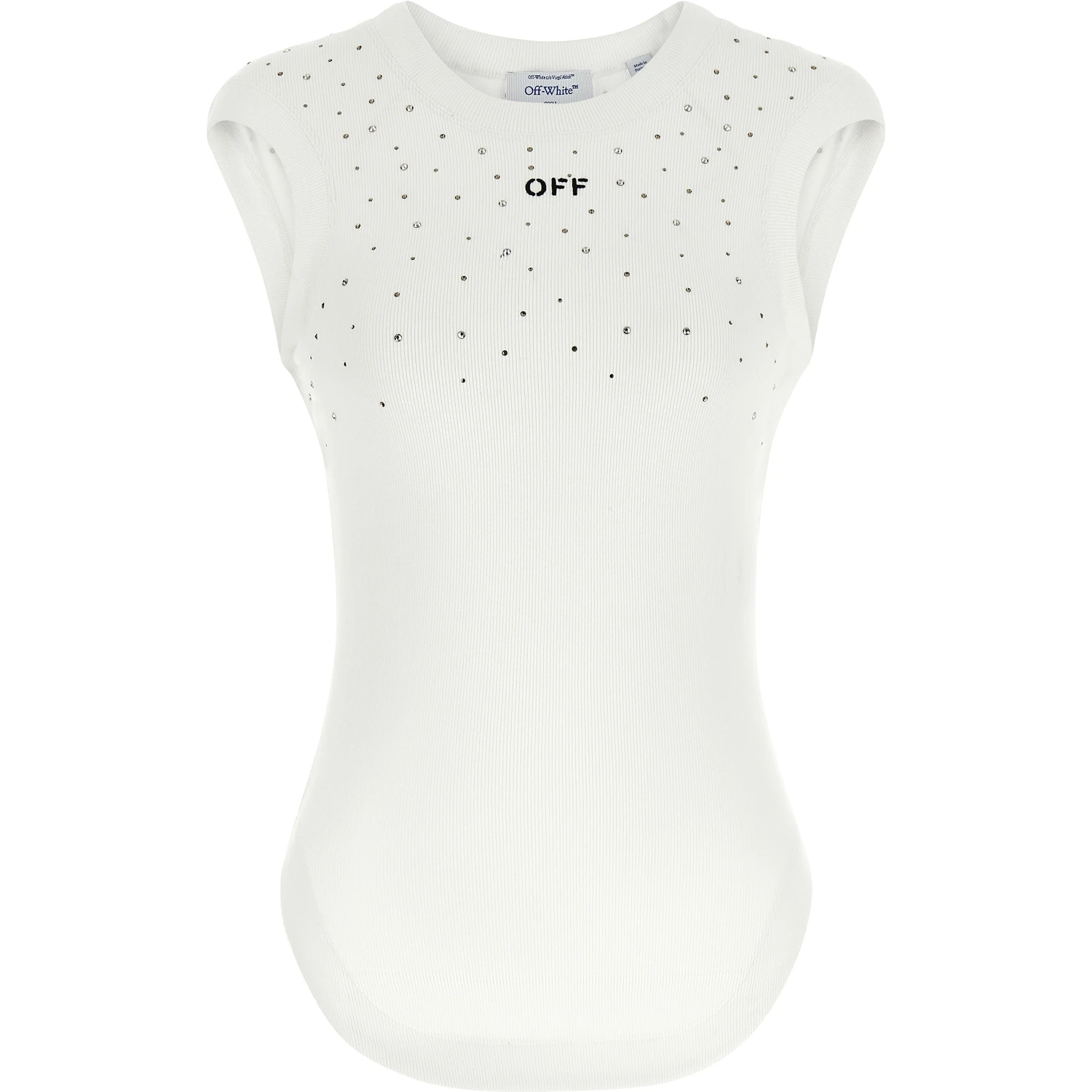 White Viscose Sleeveles T-Shirt