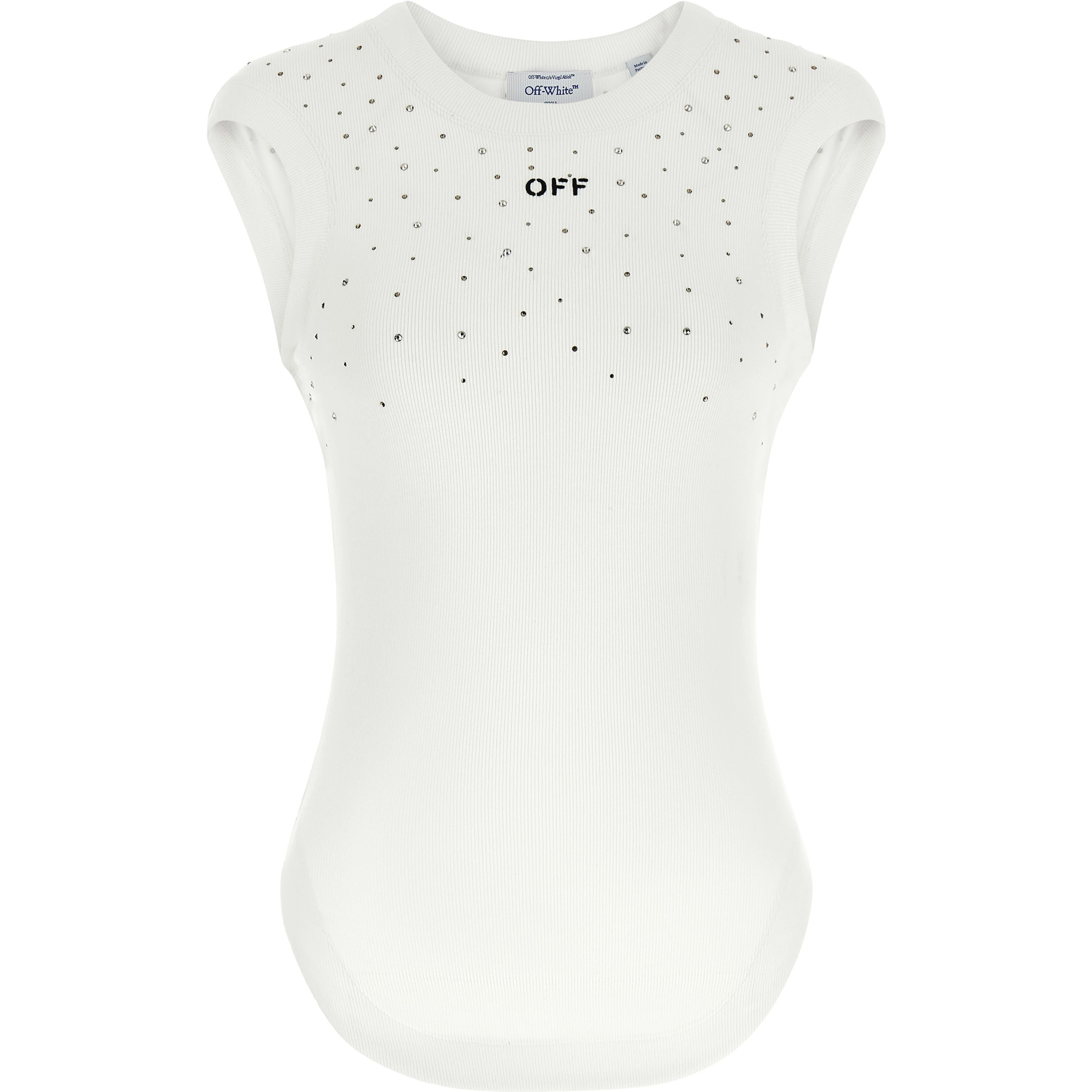 White Viscose Sleeveles T-Shirt