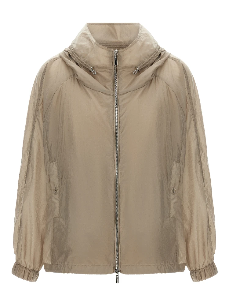 Beige Polyester Shell Jacket