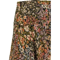 Multicolor Silk Midi Skirt