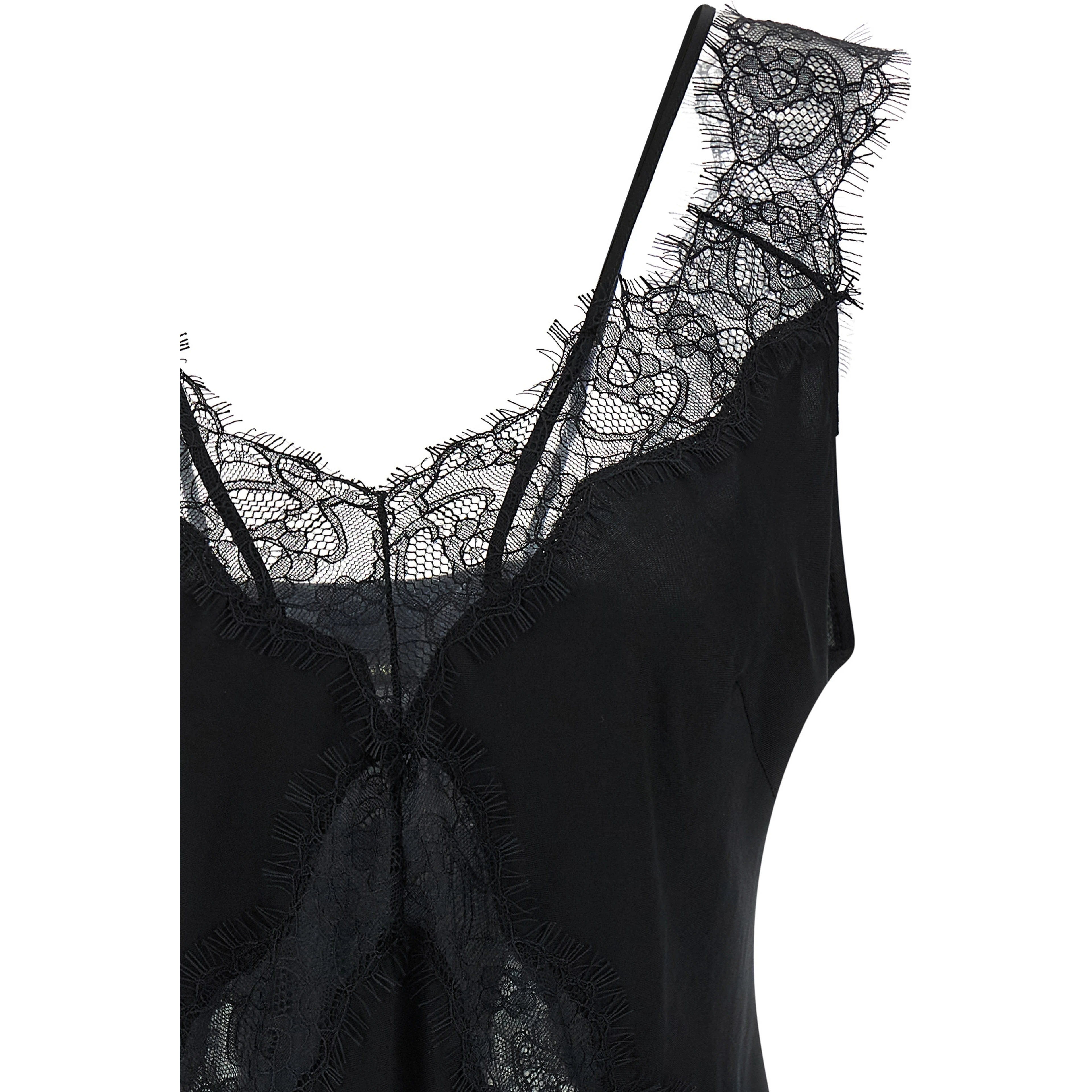 Black Viscose Sleeveles T-Shirt