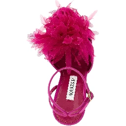 Fuchsia Textile Stiletto Heel Sandals