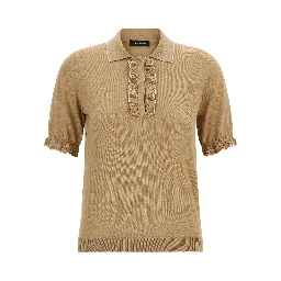 Beige Silk Polo Shirt