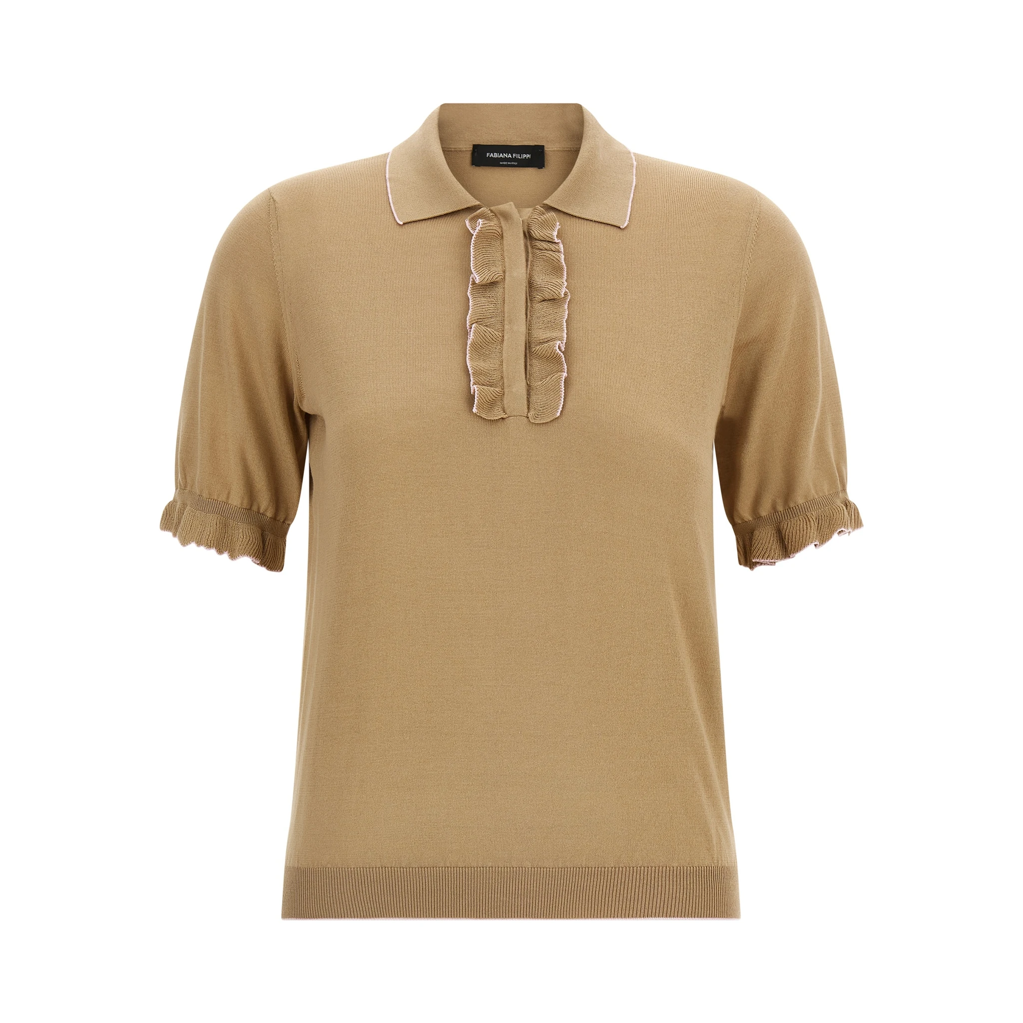 Beige Silk Polo Shirt