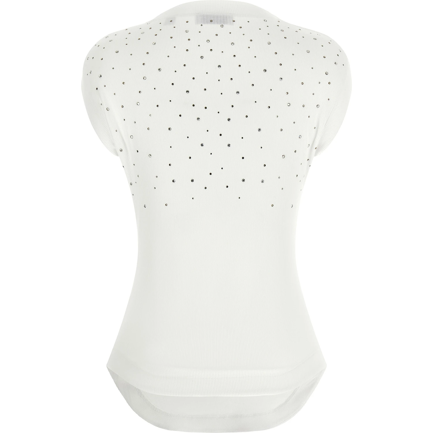 White Viscose Sleeveles T-Shirt