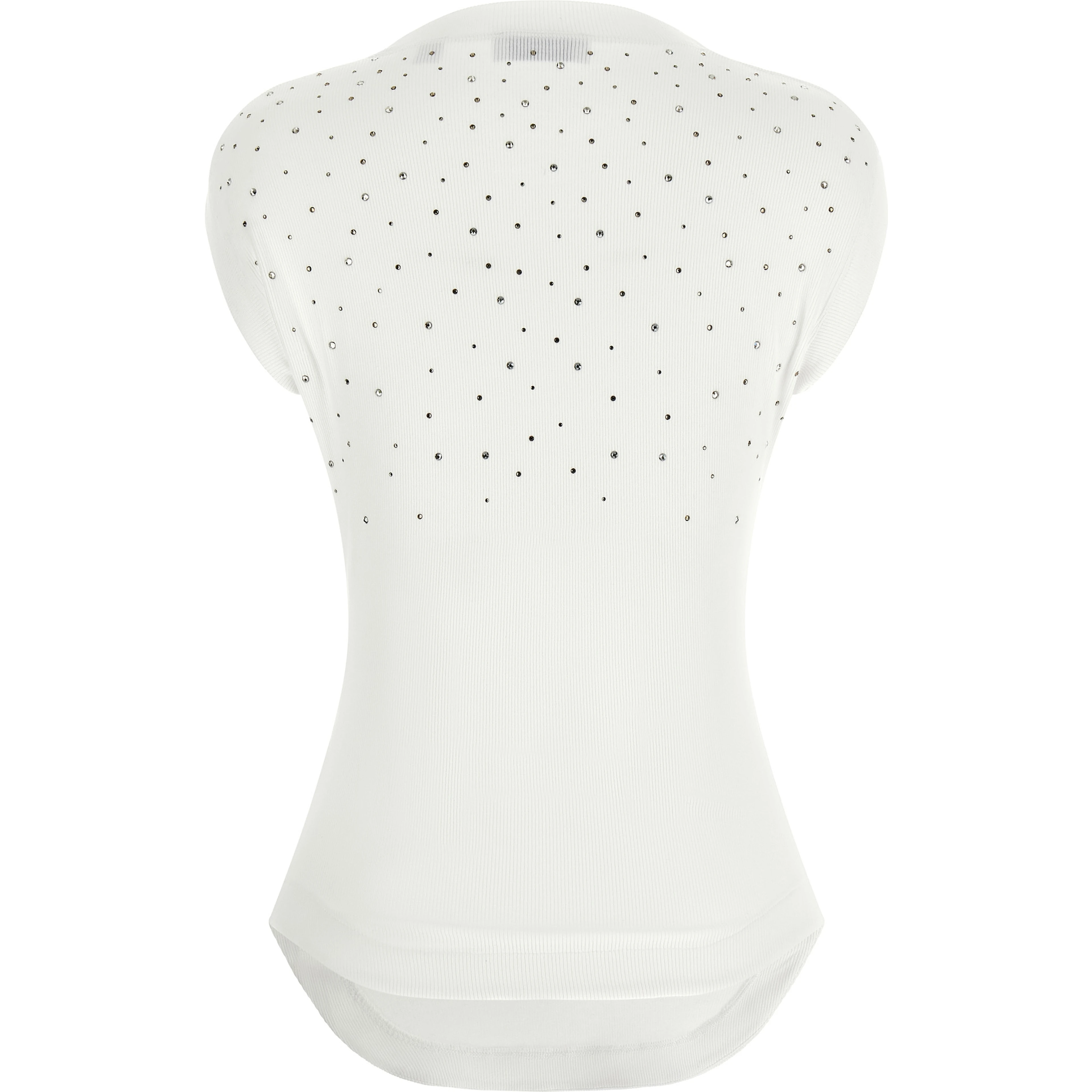 White Viscose Sleeveles T-Shirt