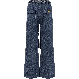 Blue Cotton Flared Jeans