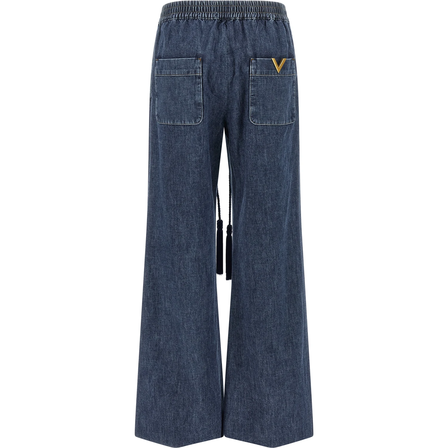 Blue Cotton Flared Jeans