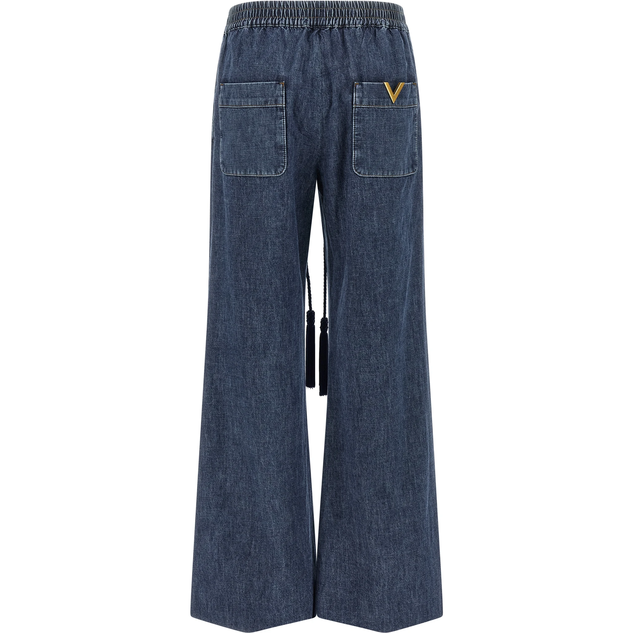 Blue Cotton Flared Jeans