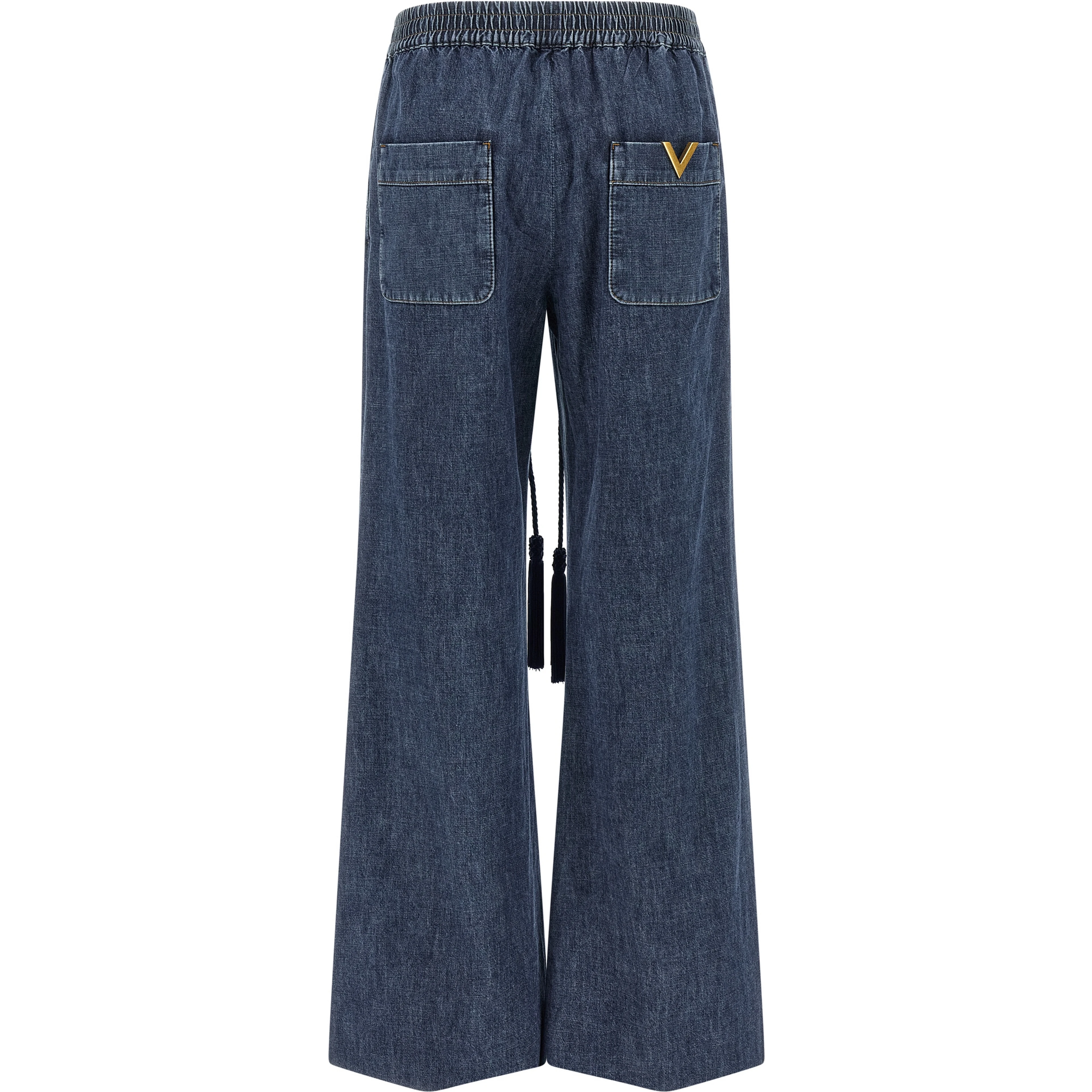 Blue Cotton Flared Jeans