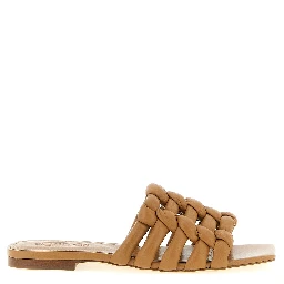 Brown Lambskin Slides