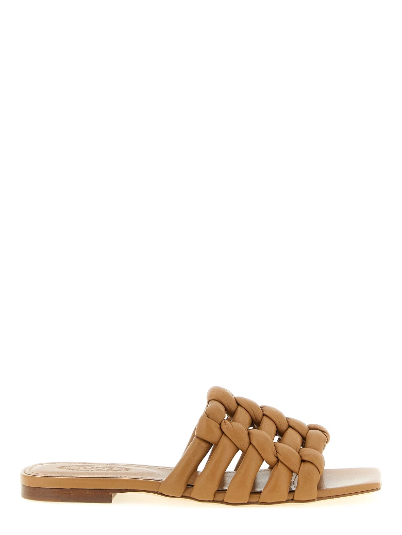 Brown Lambskin Slides