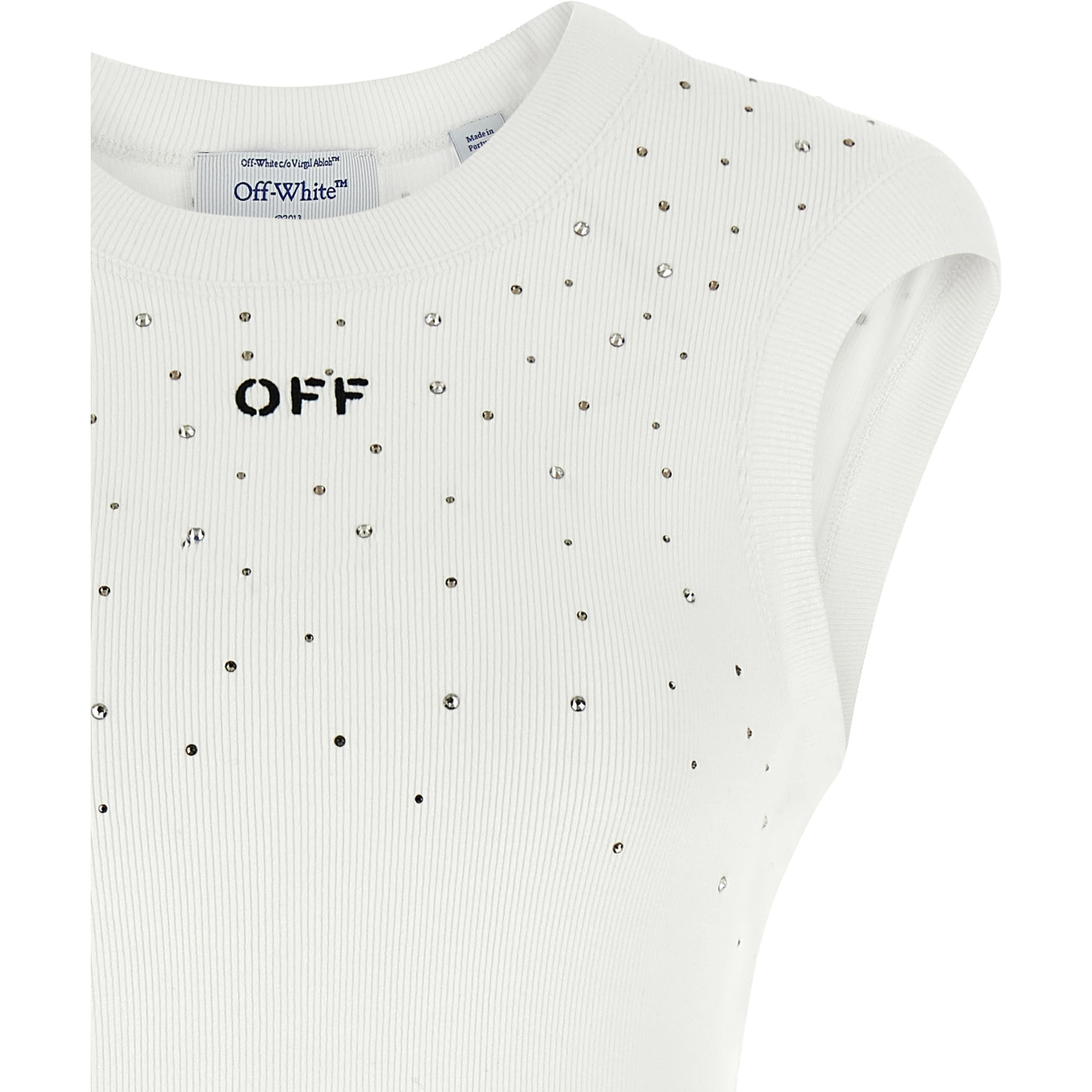 White Viscose Sleeveles T-Shirt