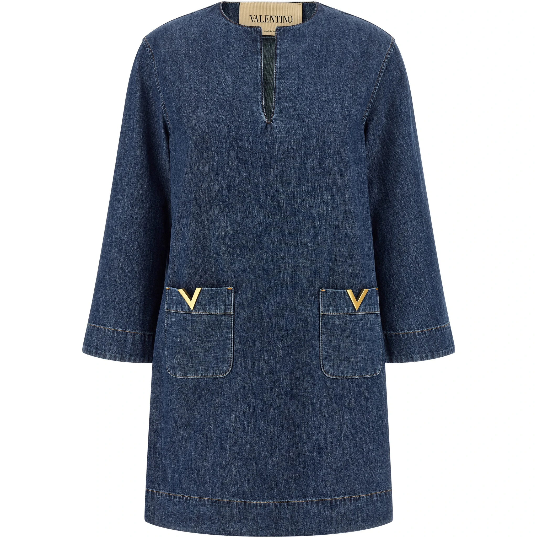 Blue Cotton Short Dress