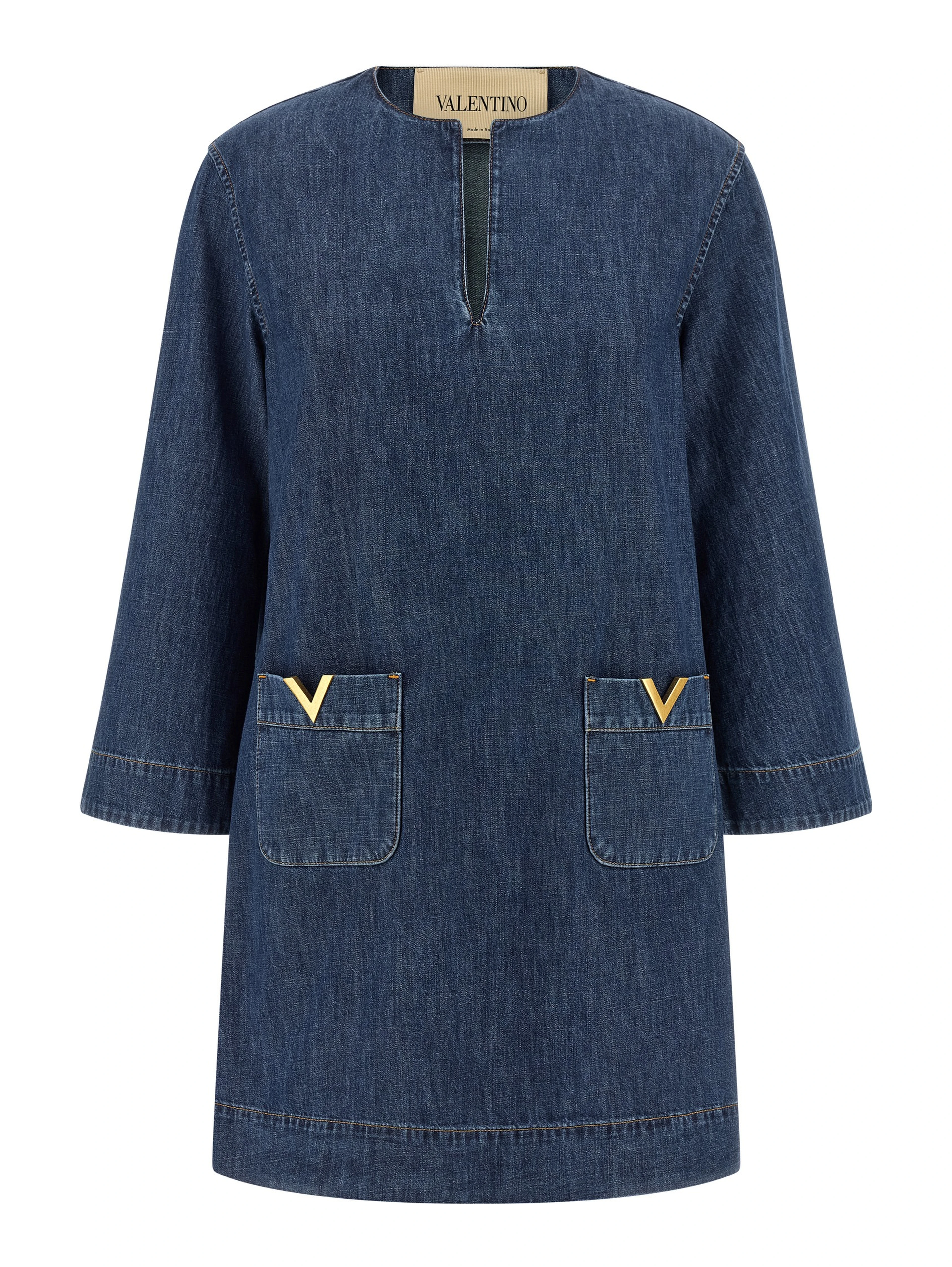 Blue Cotton Short Dress