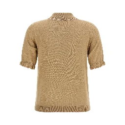 Beige Silk Polo Shirt