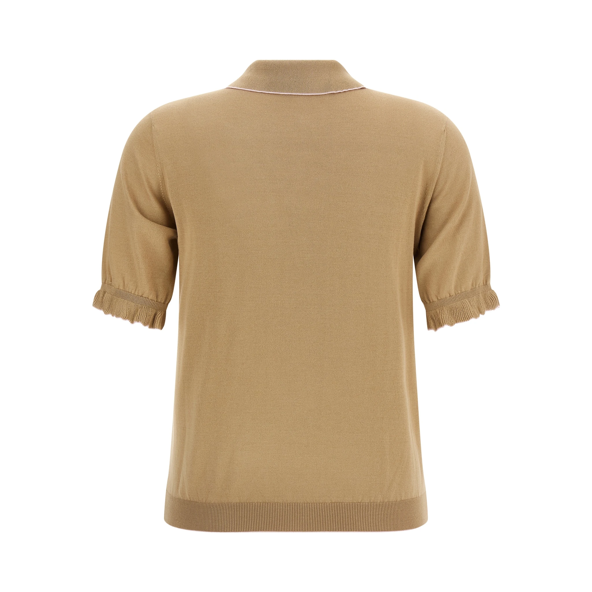 Beige Silk Polo Shirt