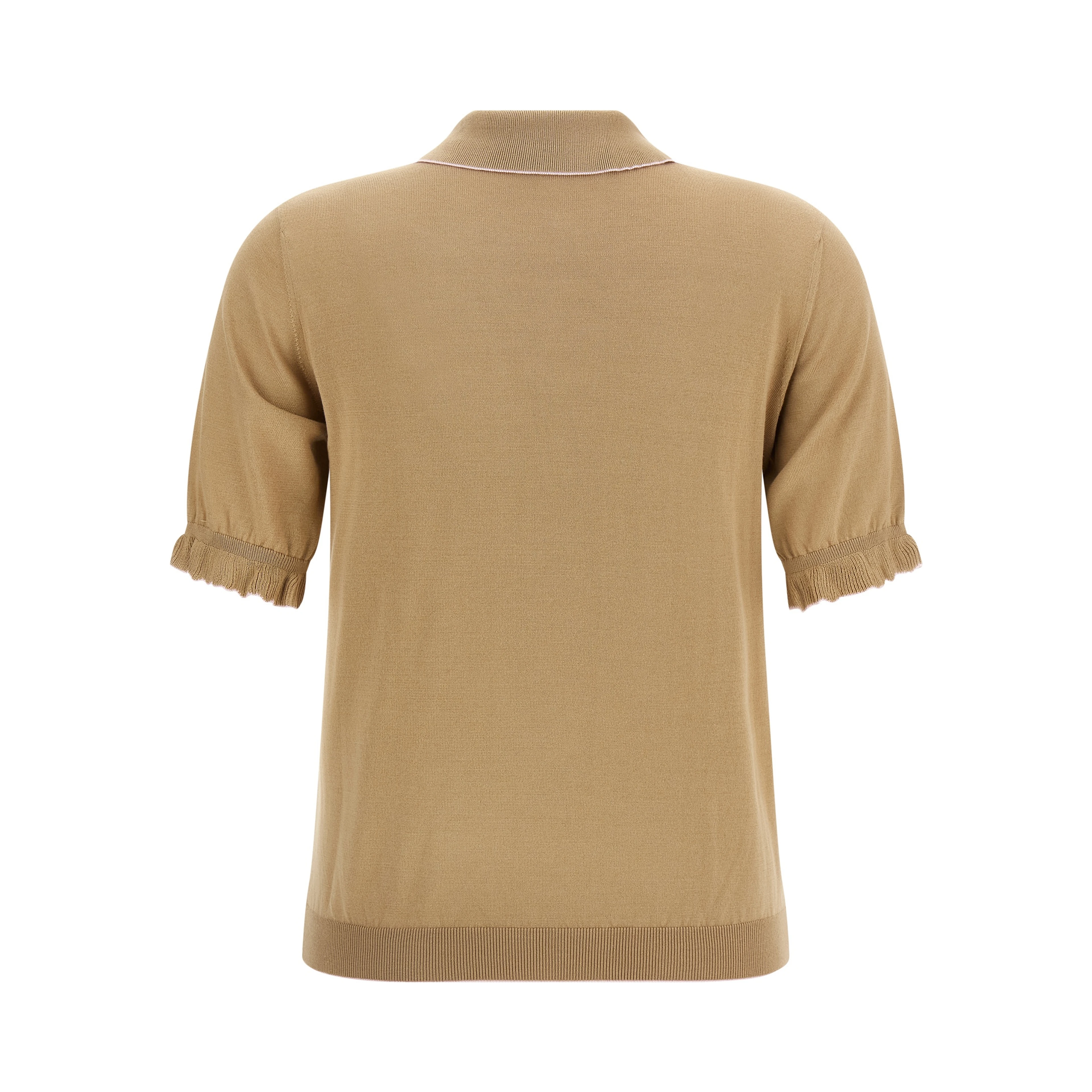 Beige Silk Polo Shirt
