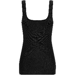 Black Viscose Sleeveles T-Shirt