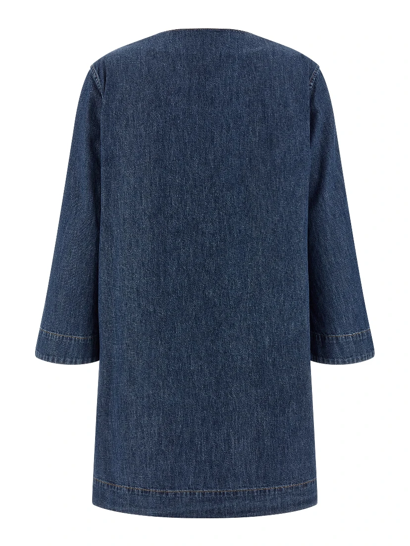 Blue Cotton Short Dress