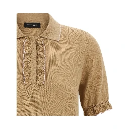Beige Silk Polo Shirt