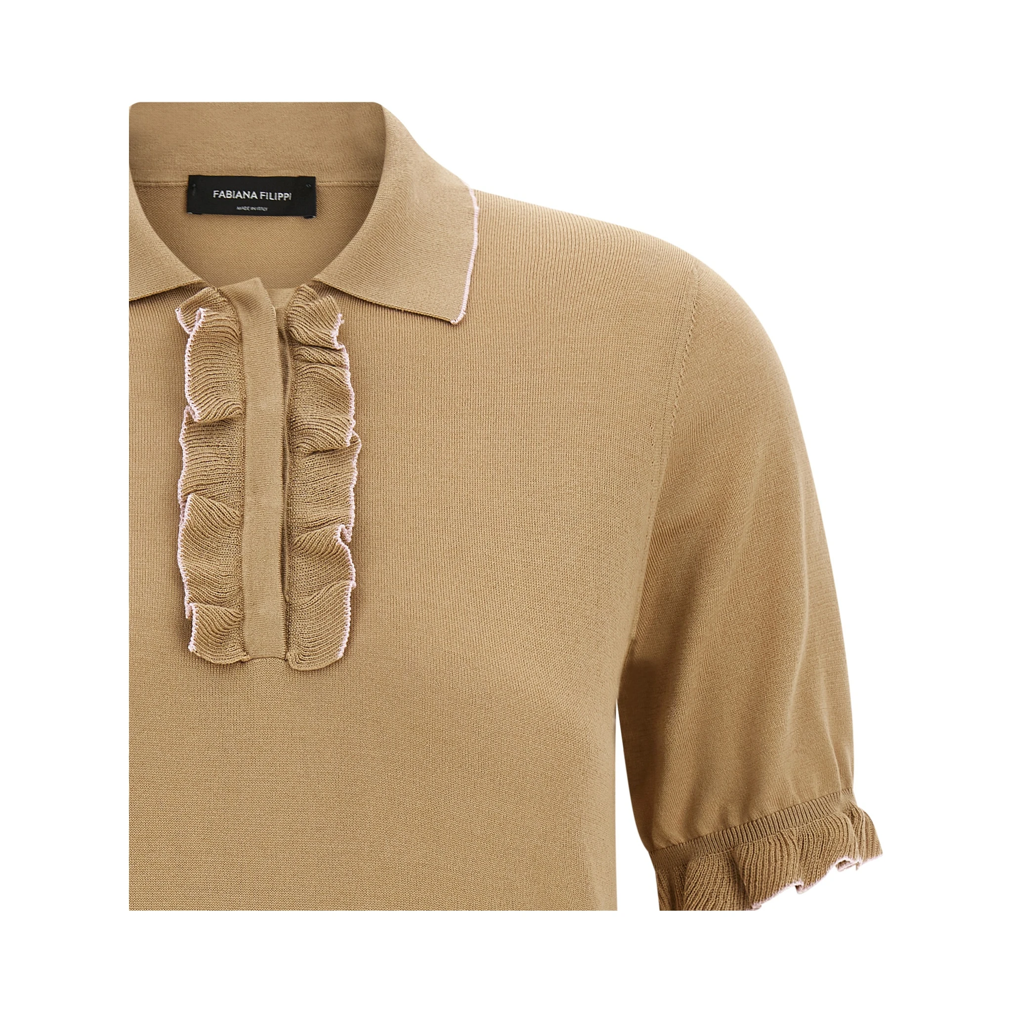 Beige Silk Polo Shirt