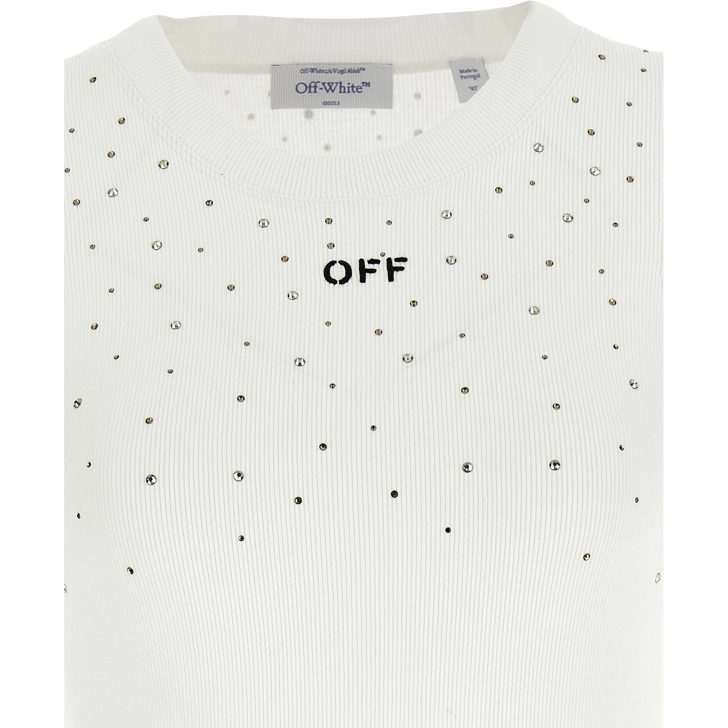 White Viscose Sleeveles T-Shirt