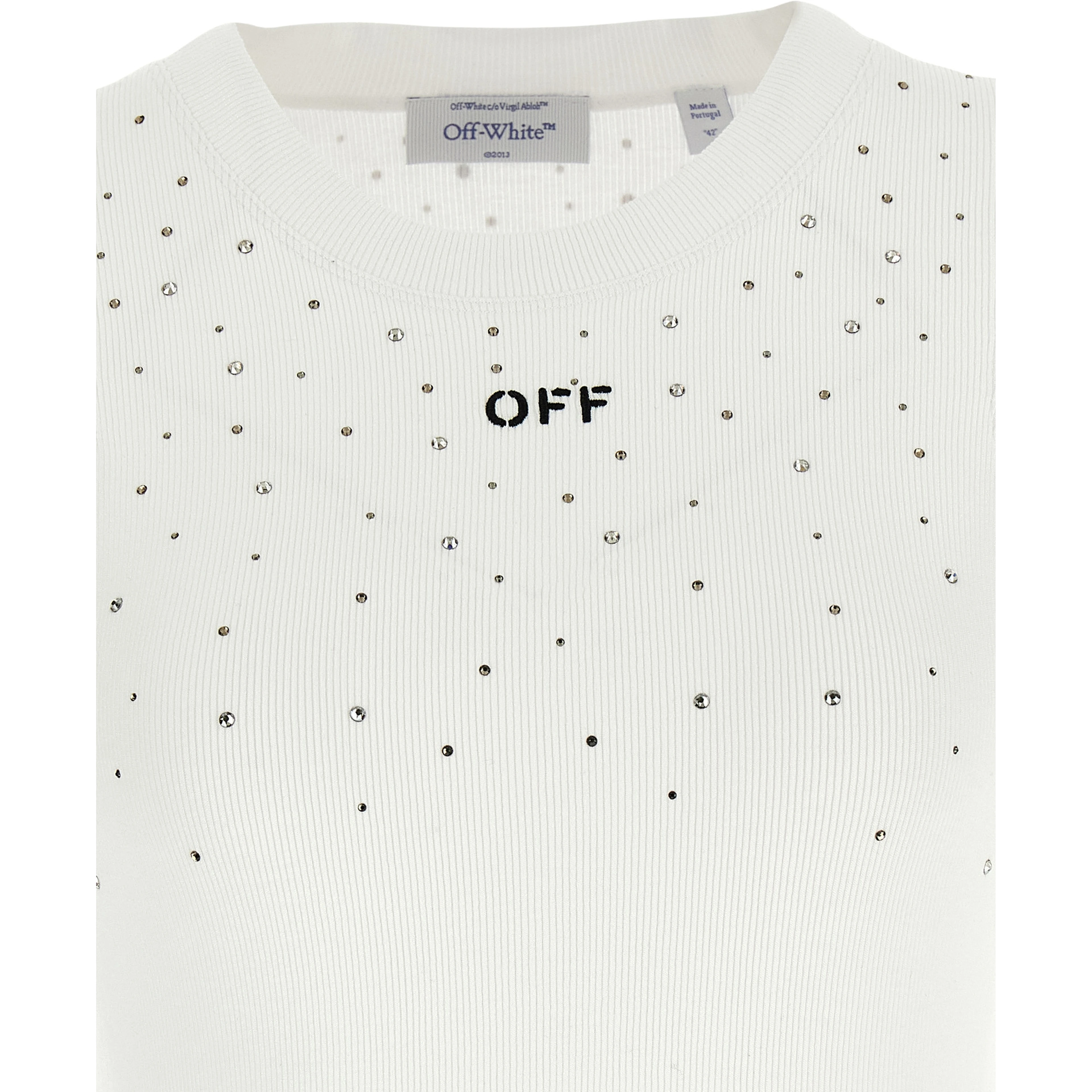 White Viscose Sleeveles T-Shirt