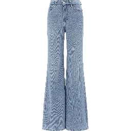 Blue Cotton Flared Jeans