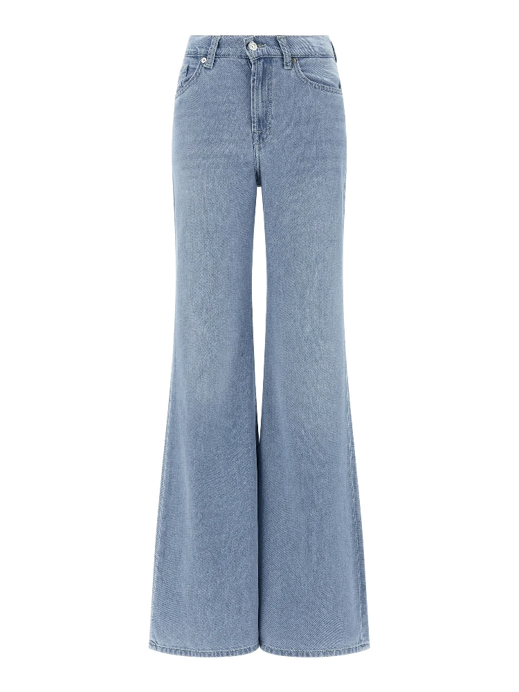Blue Cotton Flared Jeans