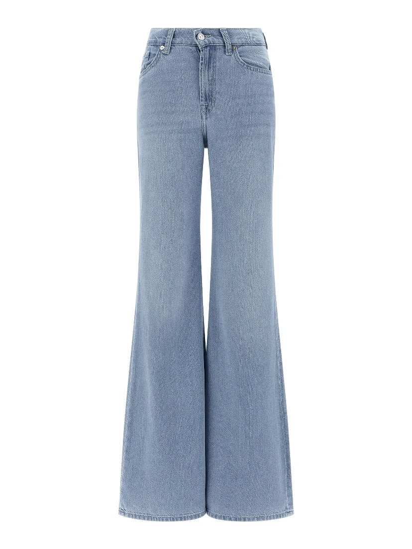 Blue Cotton Flared Jeans