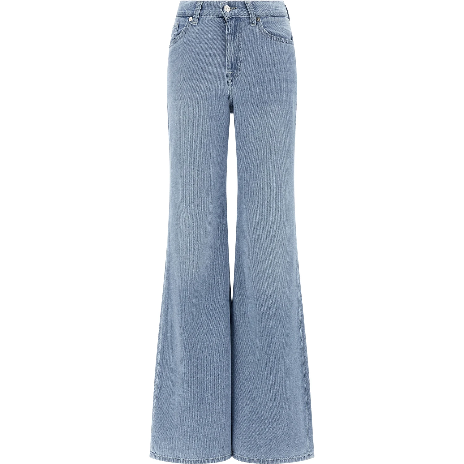 Blue Cotton Flared Jeans