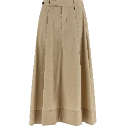 Beige Cotton Midi Skirt