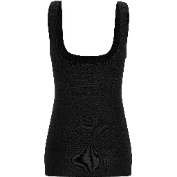 Black Viscose Sleeveles T-Shirt