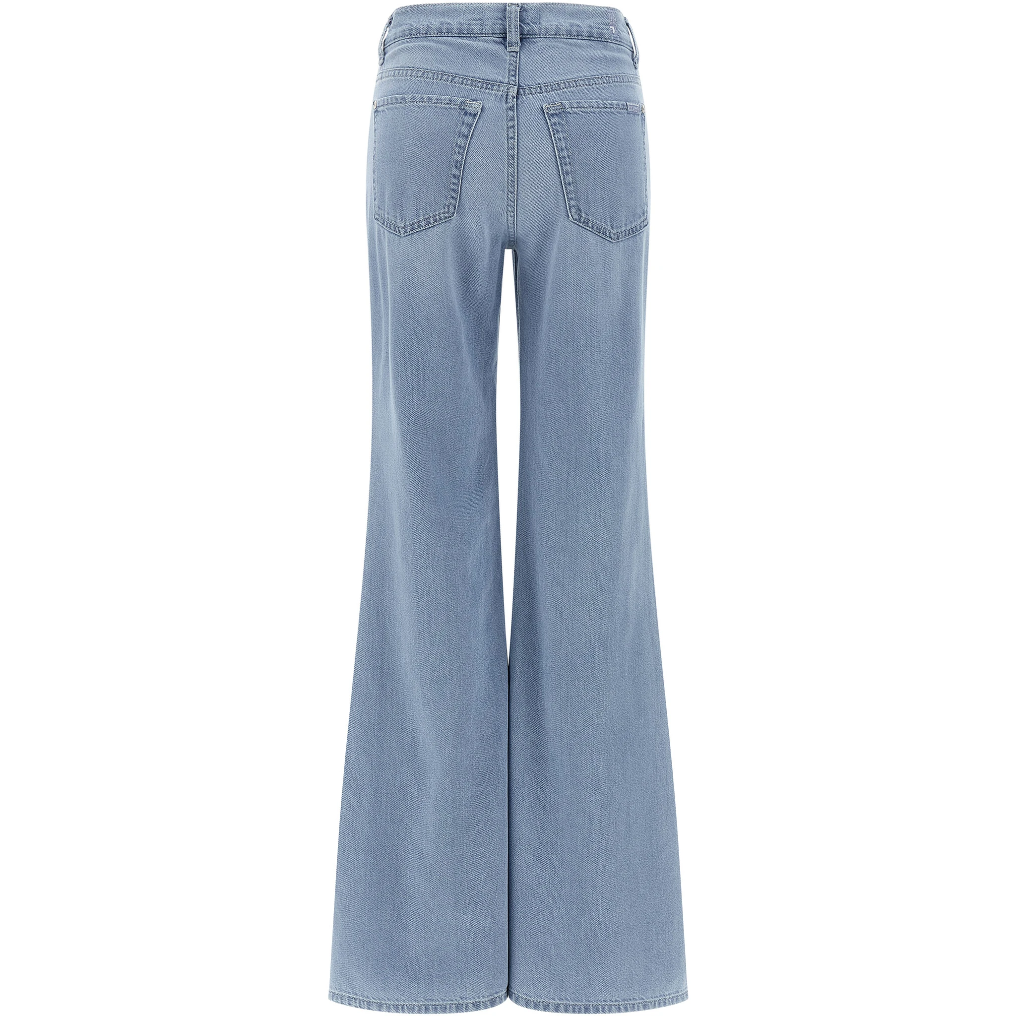 Blue Cotton Flared Jeans