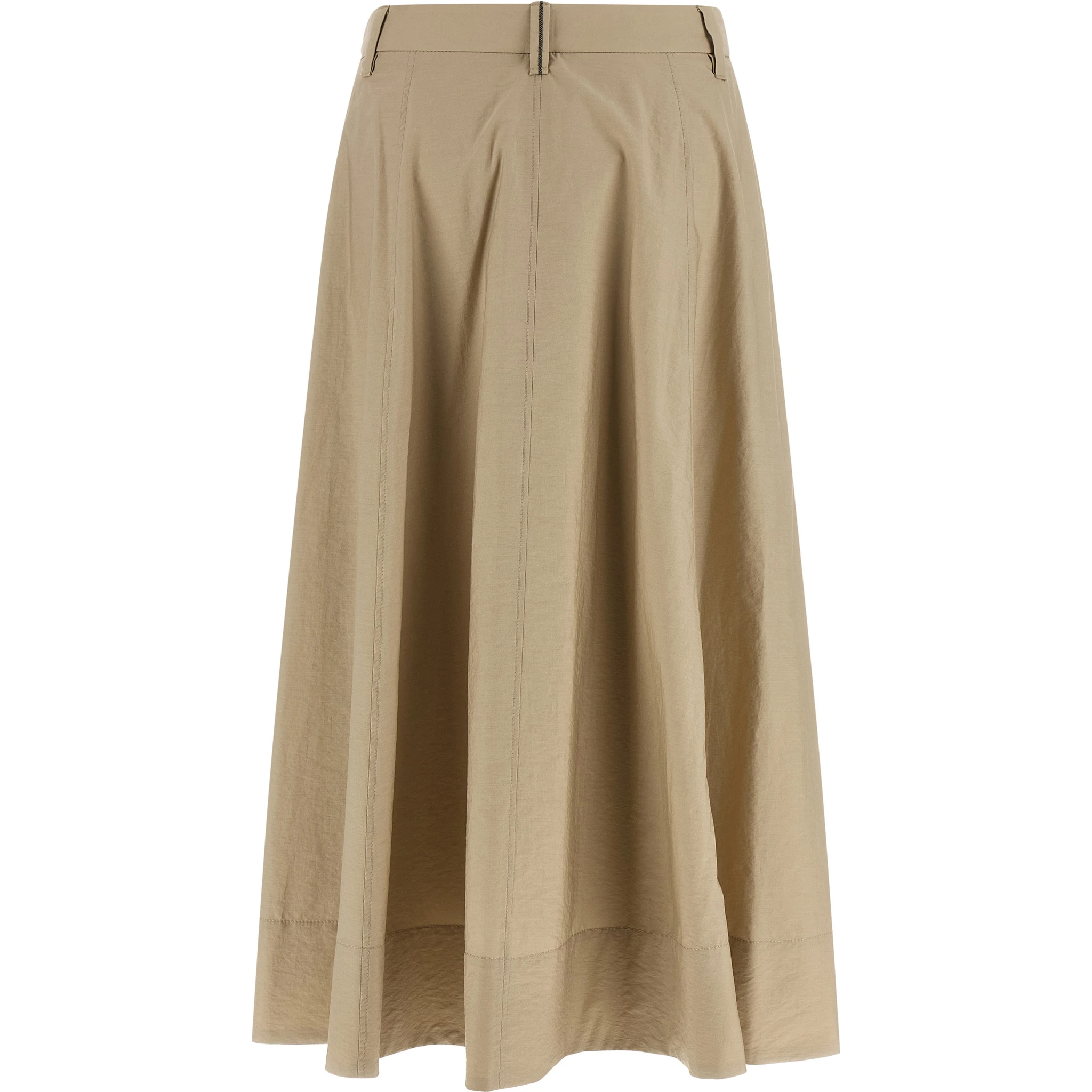 Beige Cotton Midi Skirt