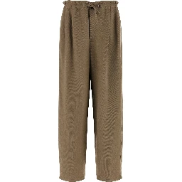 Beige Viscose Casual Pants