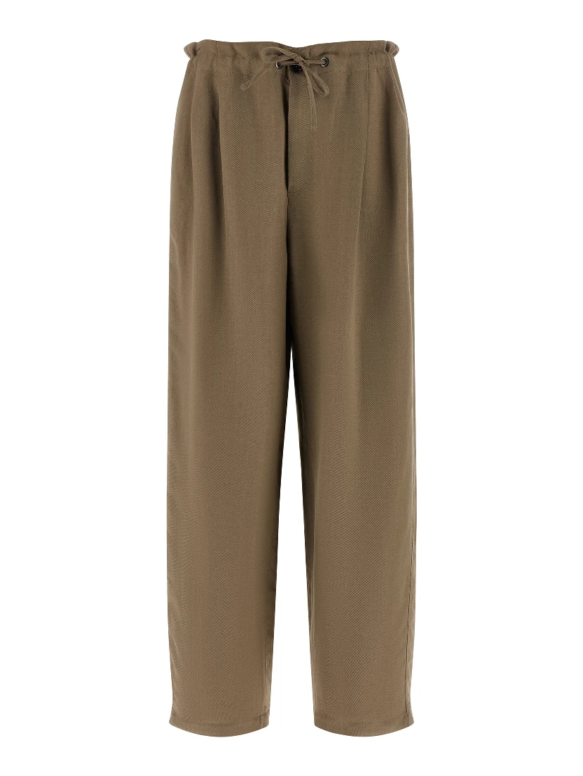Beige Viscose Casual Pants