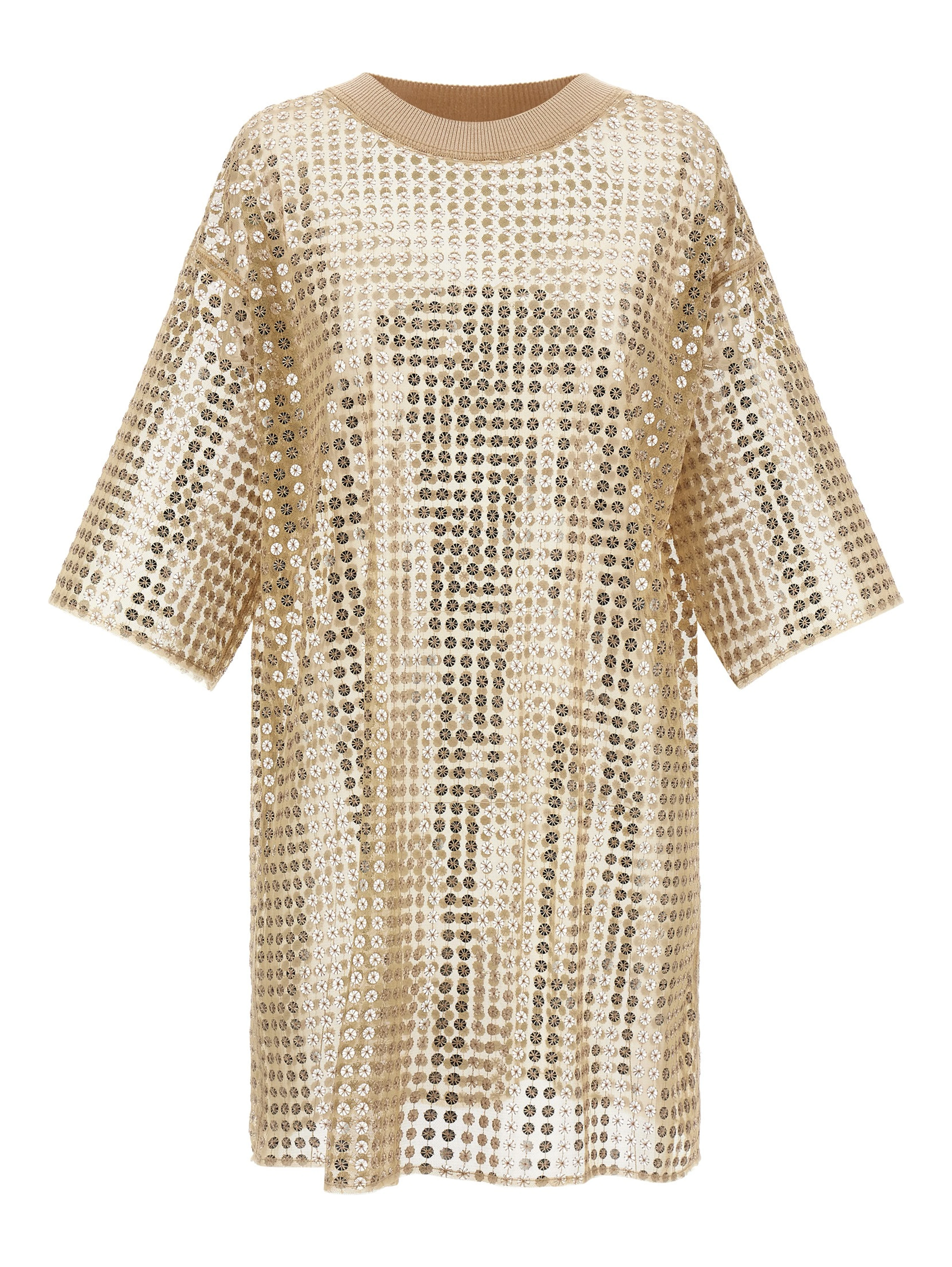 Beige Polyester Short Dress