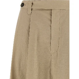 Beige Cotton Midi Skirt