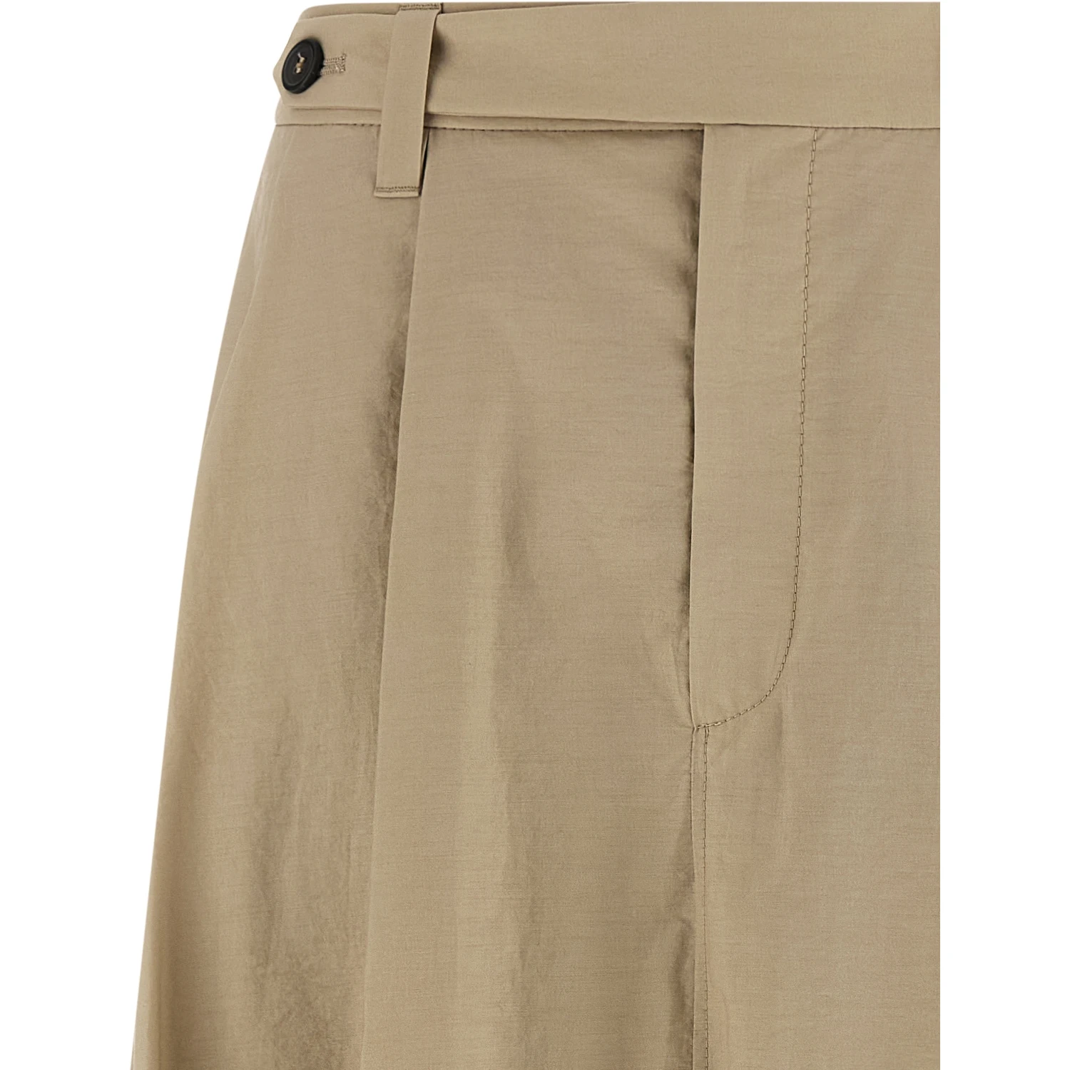 Beige Cotton Midi Skirt