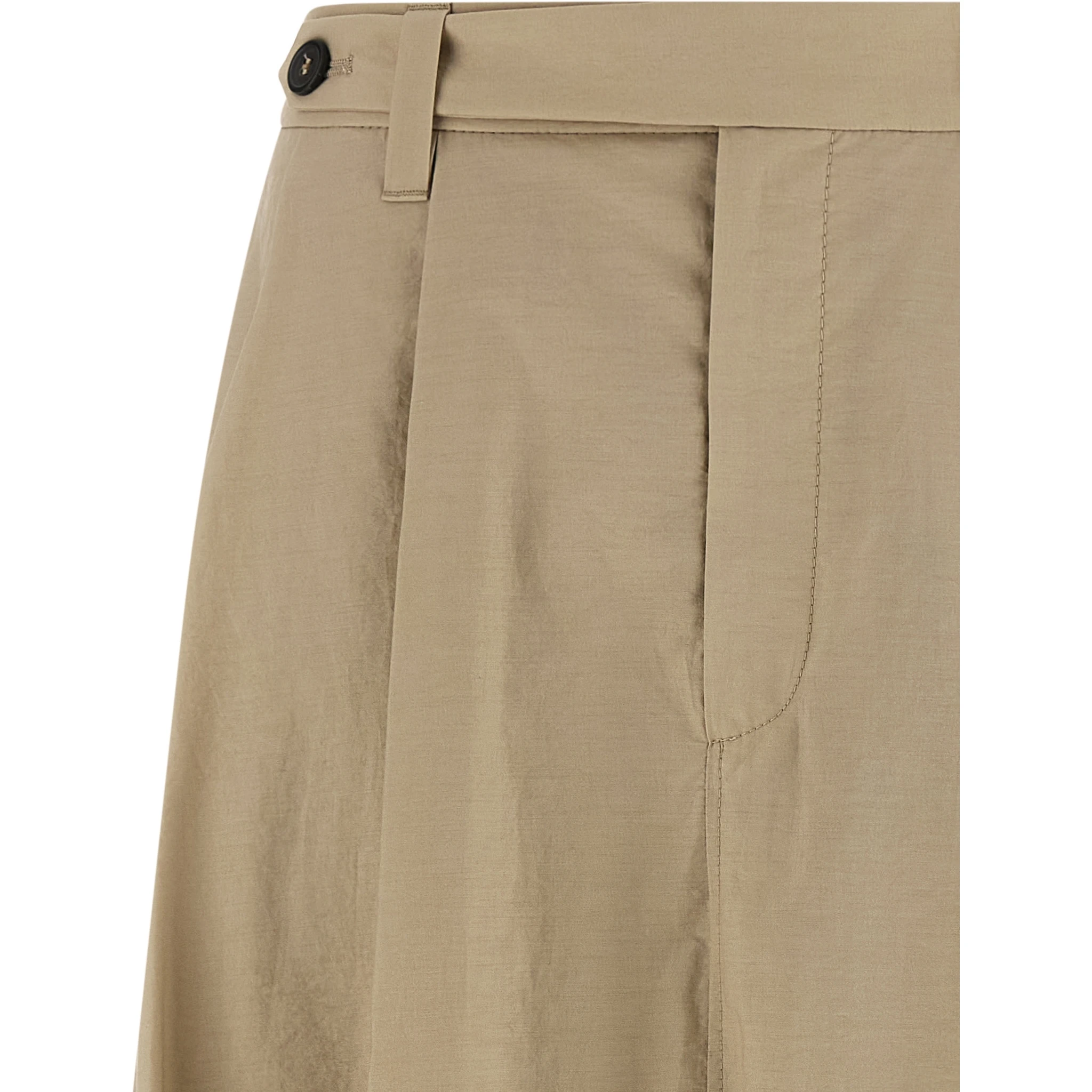 Beige Cotton Midi Skirt