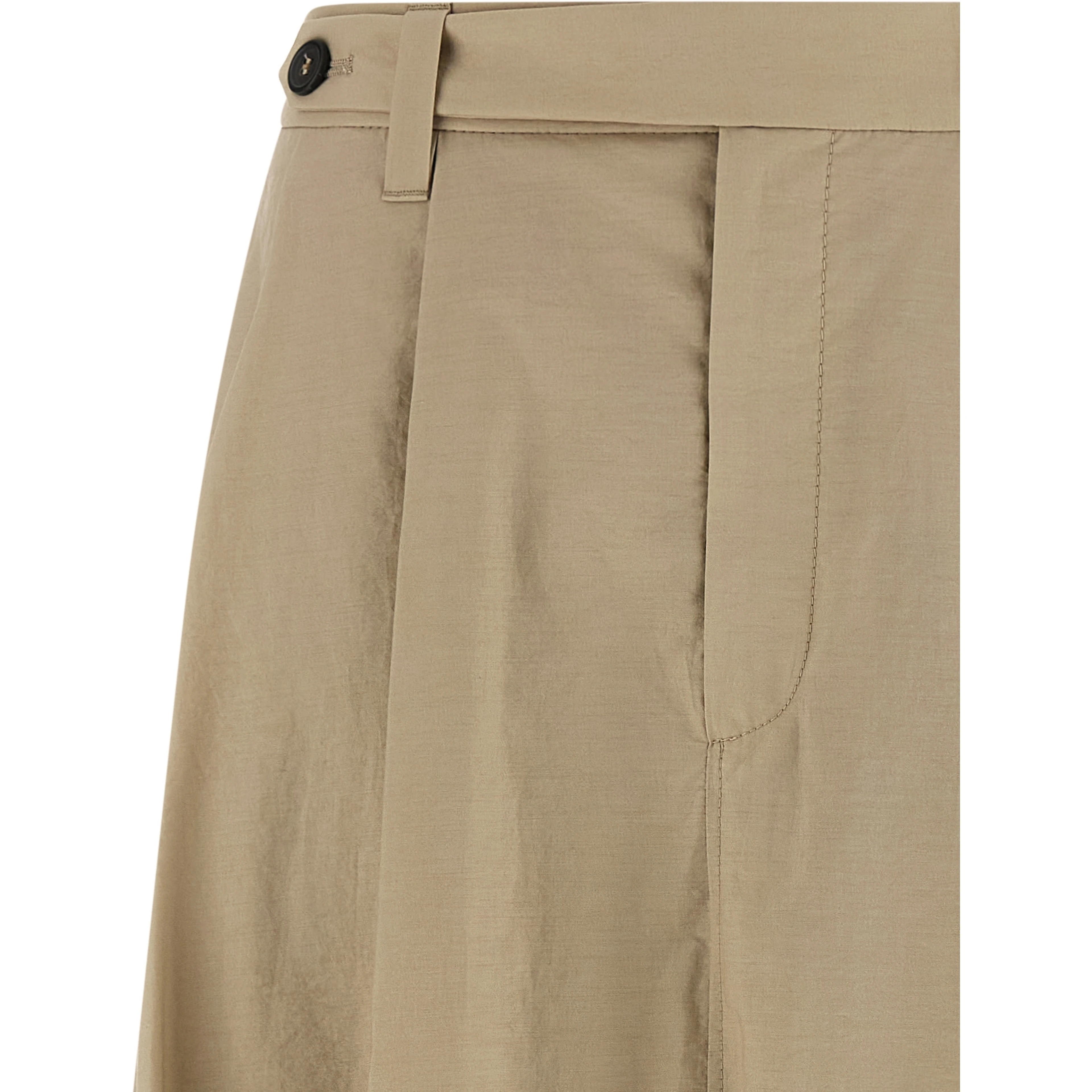 Beige Cotton Midi Skirt