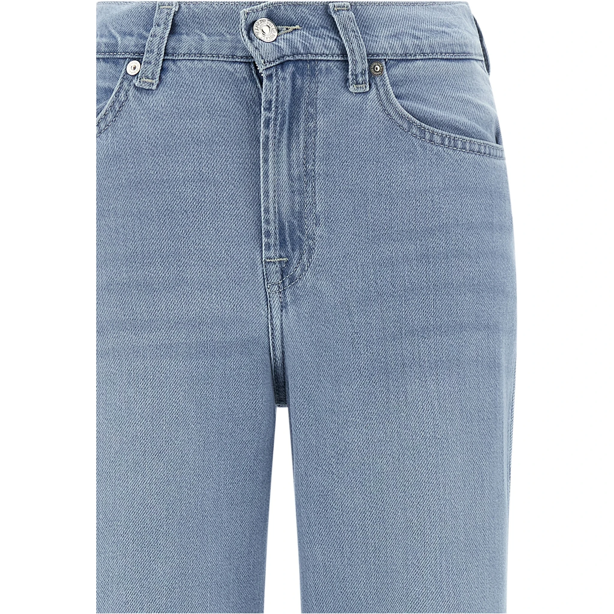 Blue Cotton Flared Jeans