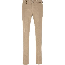 Beige Cotton Casual Pants