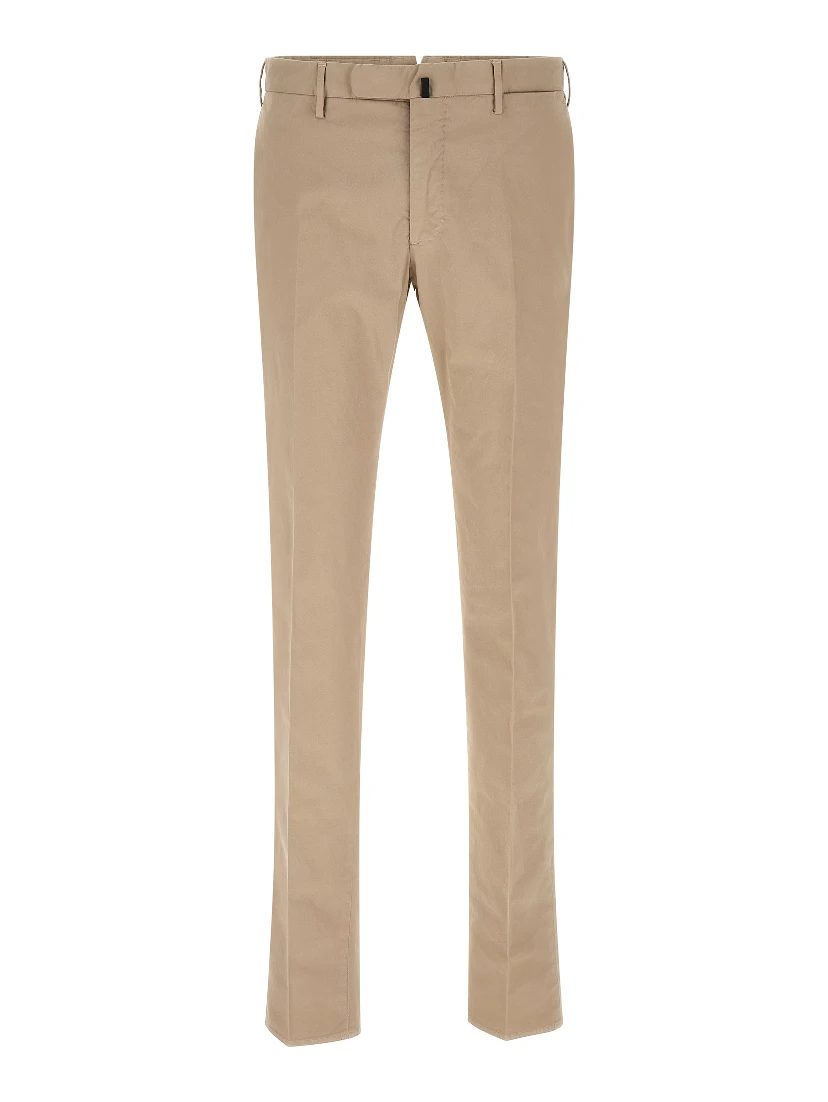 Beige Cotton Casual Pants